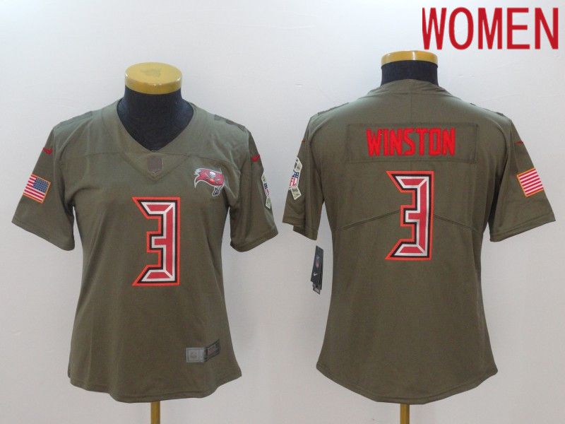 Women Tampa Bay Buccaneers #3 Winston Green Nike Olive Salute To Service Limited NFL Jersey